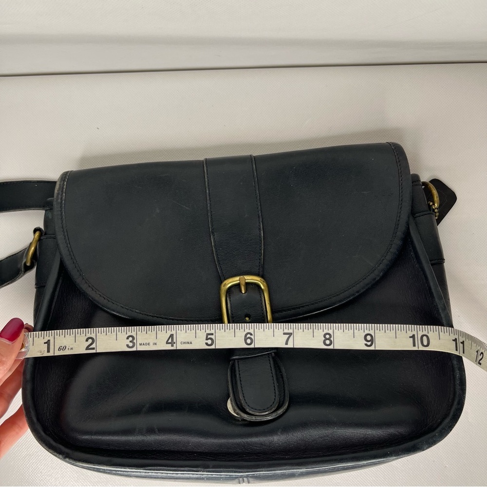 Vintage Coach Chelsea Saddle Bag Black Leather Crossbody - Picture 14 of 16